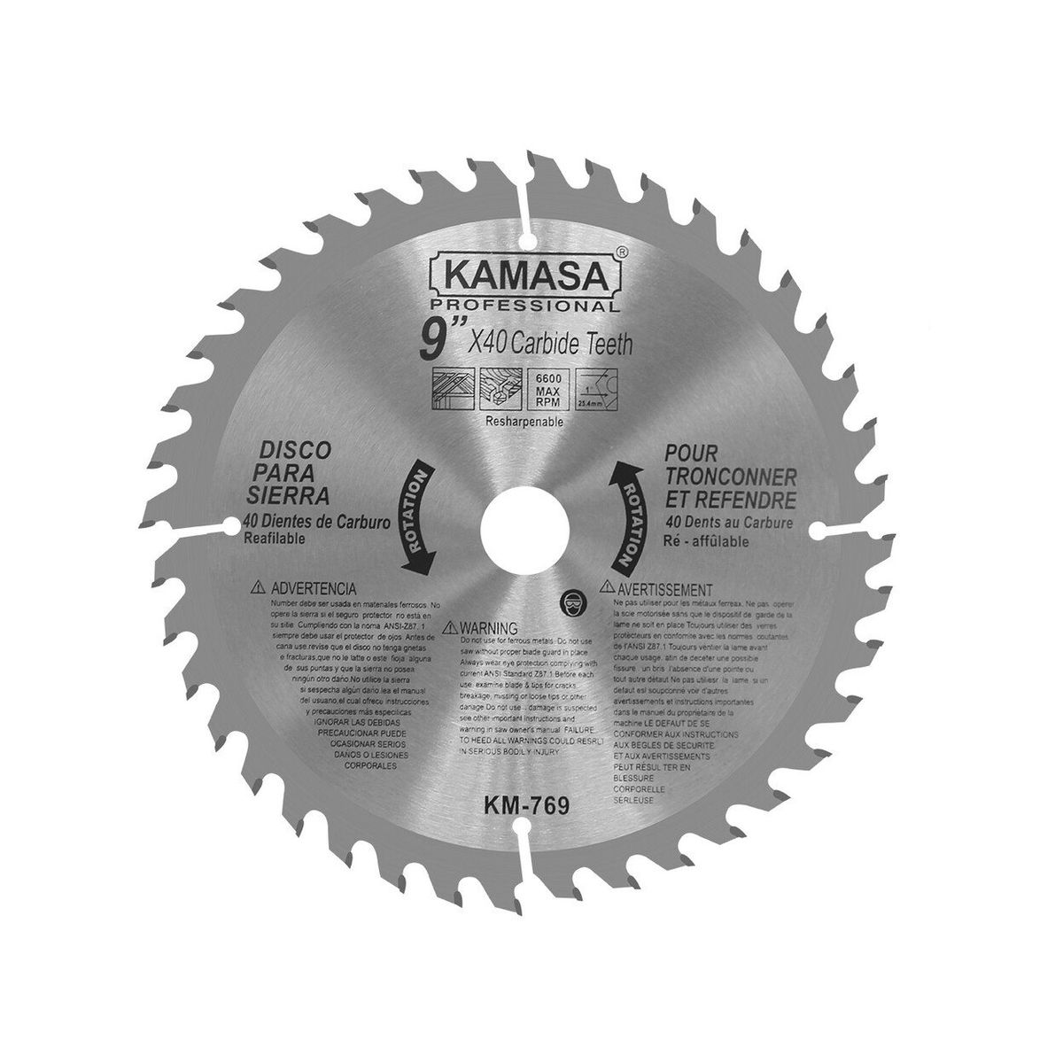 ASAKI - Disco Sierra para Madera 9" (230mm) 40 Dientes Kamasa