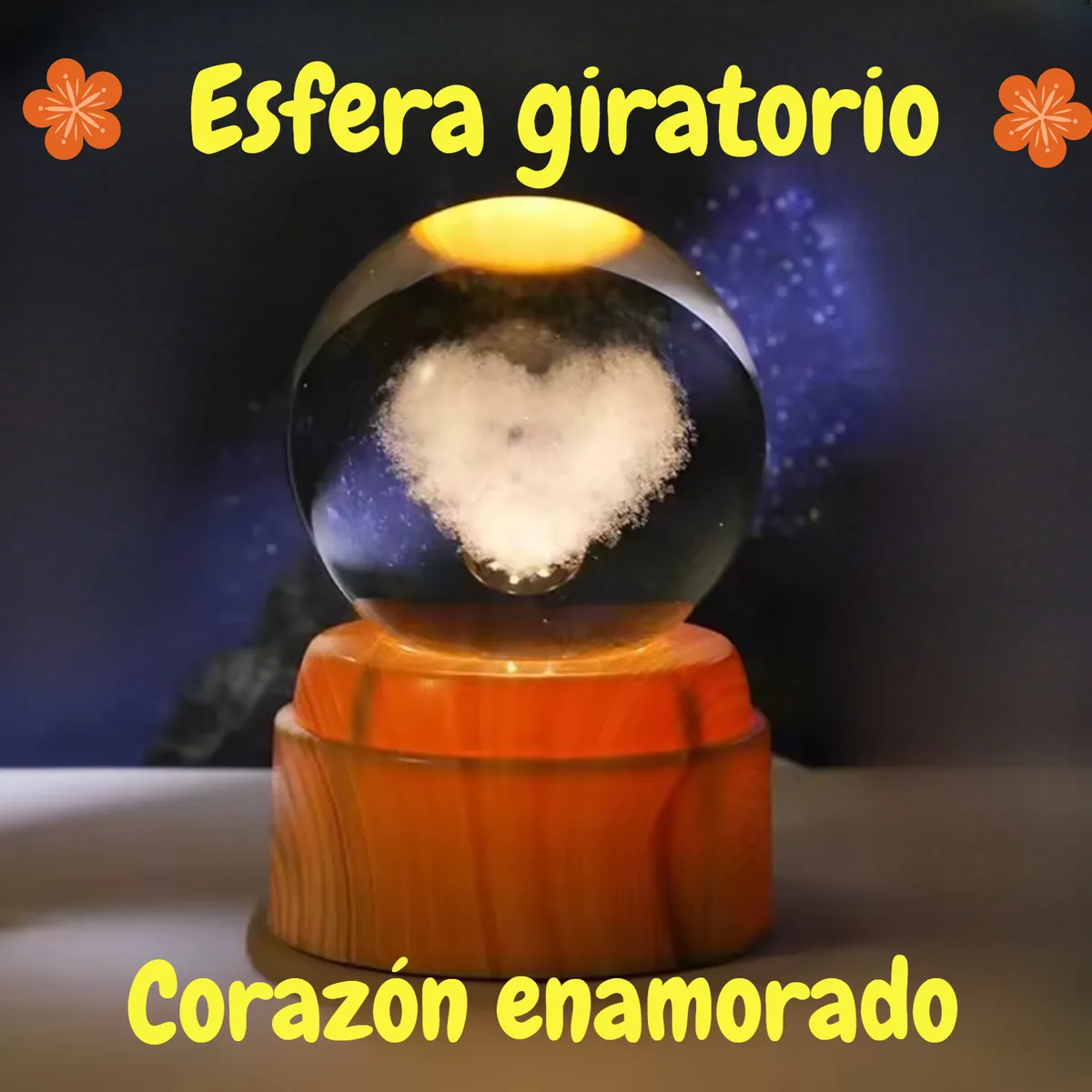 GENERICO - ESFERA CRISTAL GIRATORIO 3D GRANDE LÁMPARA LED ADORNO CON MOVIMIENTO