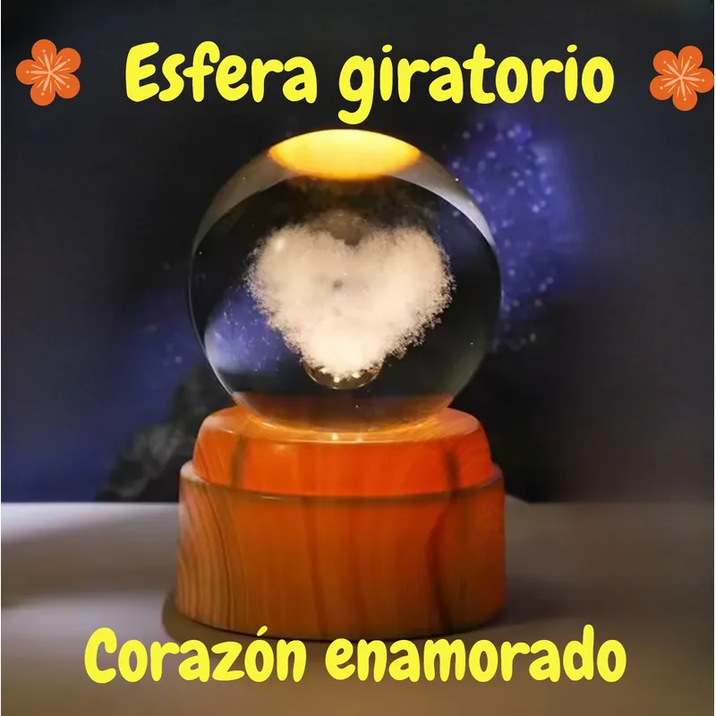 GENERICO - ESFERA CRISTAL GIRATORIO 3D GRANDE LÁMPARA LED ADORNO CON MOVIMIENTO