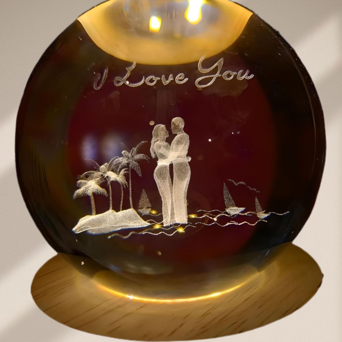 GENERICO - ESFERA DE CRISTAL GIRATORIO XL LÁMPARA LED 3D CON MOVIMIENTO ADORNO