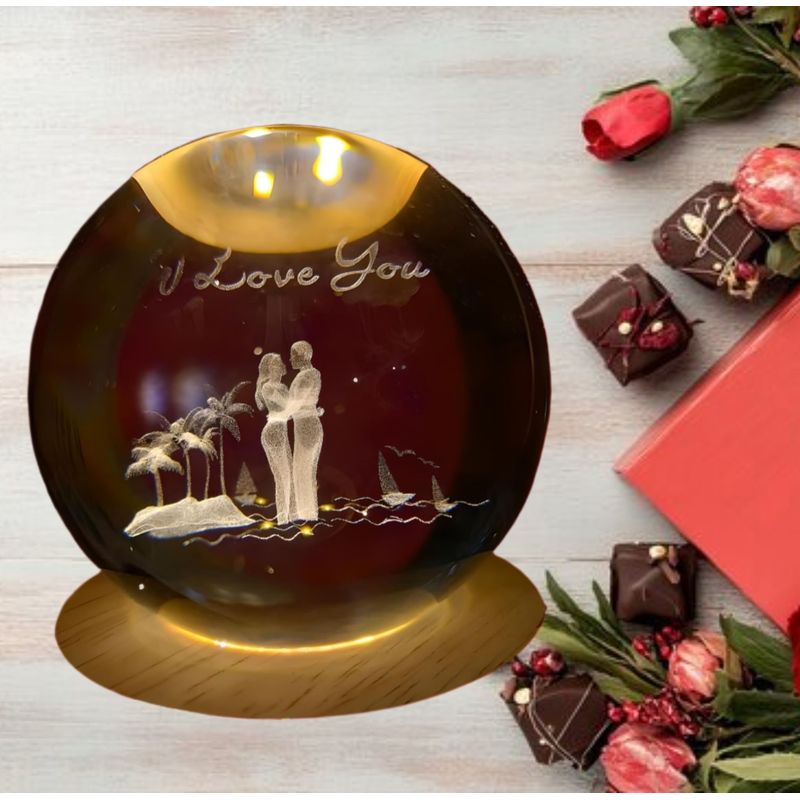 GENERICO - ESFERA DE CRISTAL GIRATORIO XL LÁMPARA LED 3D CON MOVIMIENTO ADORNO