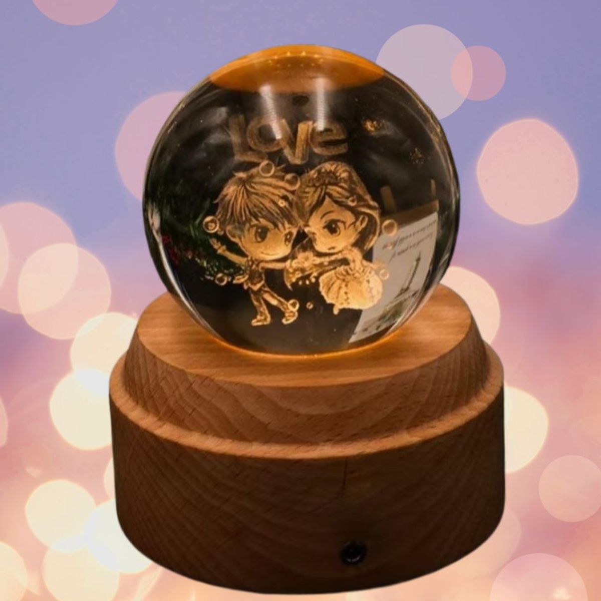 GENERICO - ESFERA CRISTAL GIRATORIO 3D GRANDE LÁMPARA LED ADORNO DECORATIVO