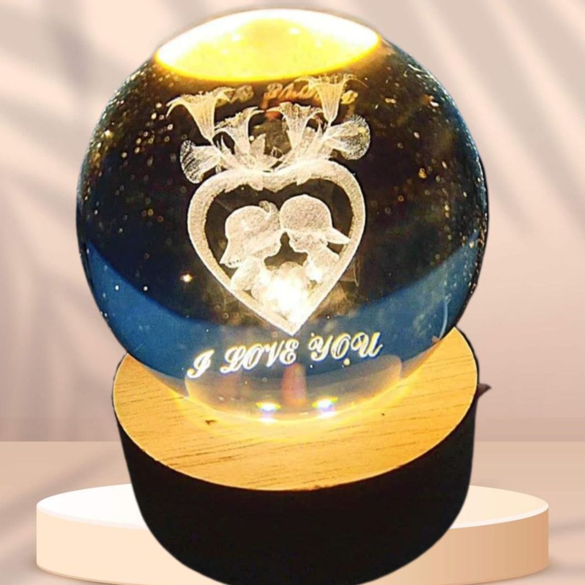 GENERICO - ESFERA DE CRISTAL GIRATORIO XL LÁMPARA LED 3D CON MOVIMIENTO ADORNO