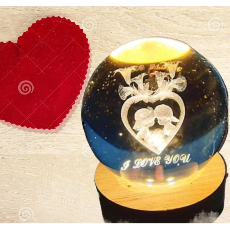 GENERICO - ESFERA DE CRISTAL GIRATORIO XL LÁMPARA LED 3D CON MOVIMIENTO ADORNO