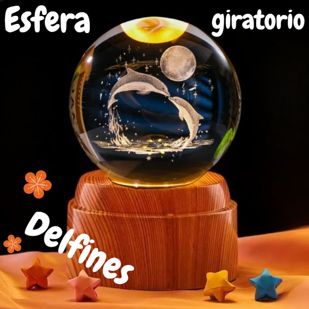 GENERICO - ESFERA CRISTAL GIRATORIO 3D GRANDE LÁMPARA LED ADORNO DECORATIVO