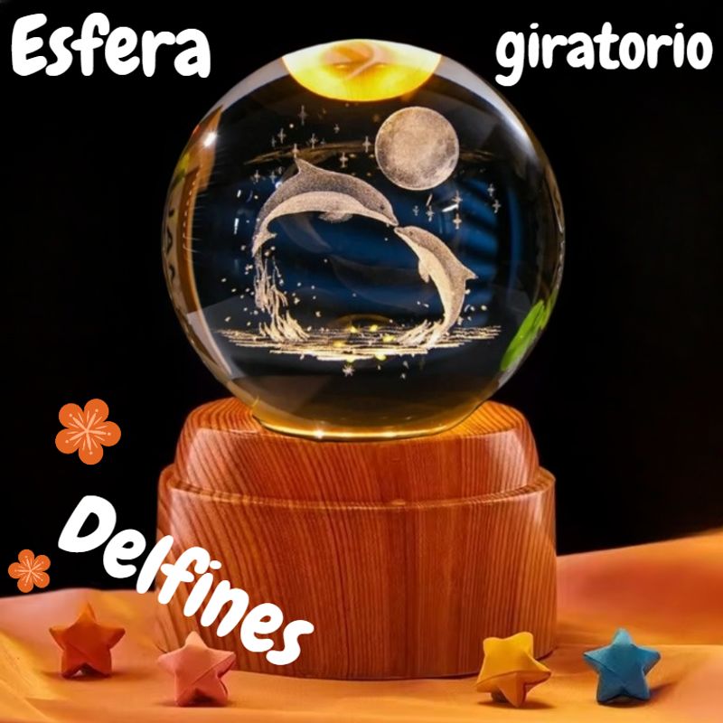 GENERICO - ESFERA CRISTAL GIRATORIO 3D GRANDE LÁMPARA LED ADORNO DECORATIVO