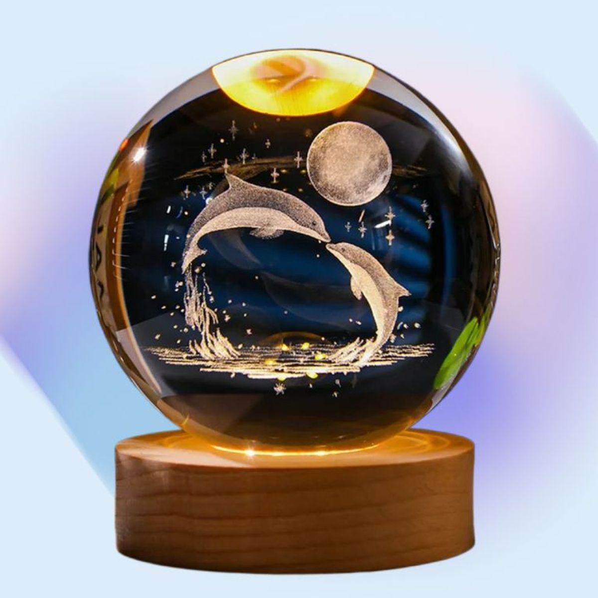 GENERICO - ESFERA CRISTAL GIRATORIO 3D GRANDE LÁMPARA LED ADORNO DECORATIVO