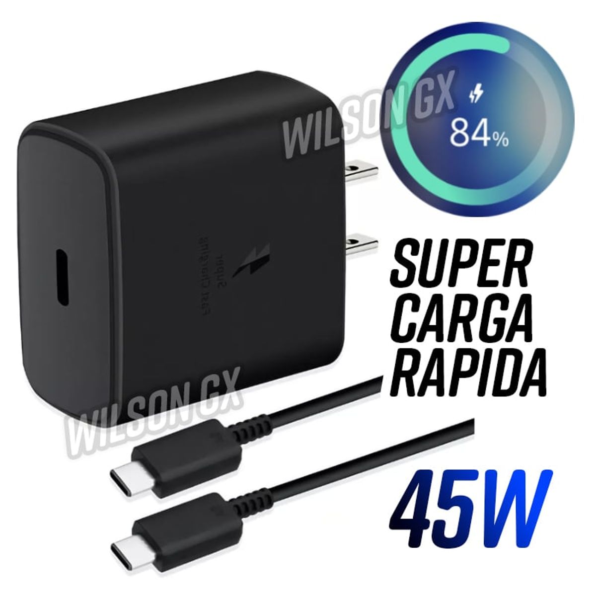 GENERICO - Cargador Carga Super Rápida 45w Para Samsung + Cable Usb-C Super Fast