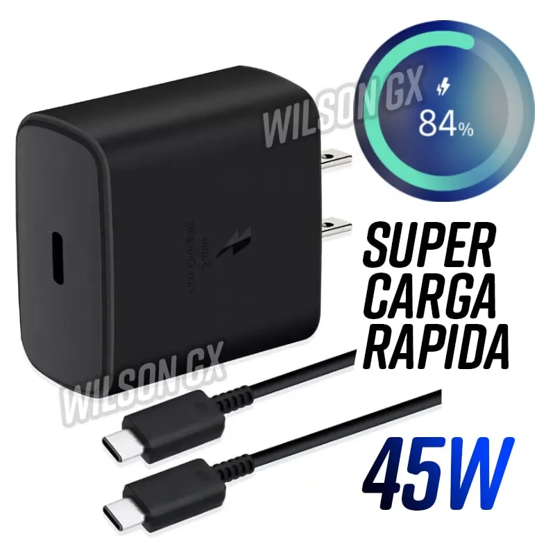 GENERICO - Cargador Carga Super Rápida 45w Para Samsung + Cable Usb-C Super Fast