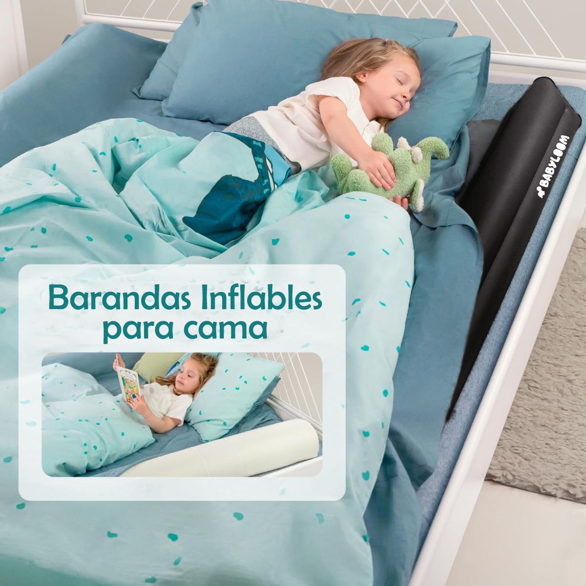BABYLOOM - Barandas Inflables para Cama para Bebé Color Negro