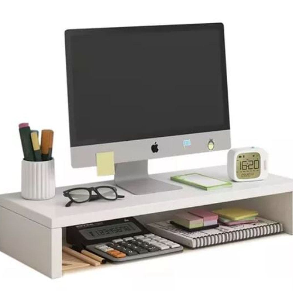 GENERICO - Soporte Elevador de Monitor Ergonómico para Escritorio Blanco 52 CM