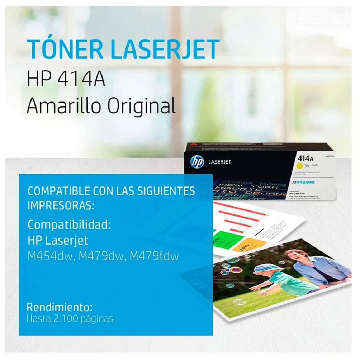 HP - Tóner Hp W2022A 414A Amarillo Para Laserjet M454dw M479dw M479fdw