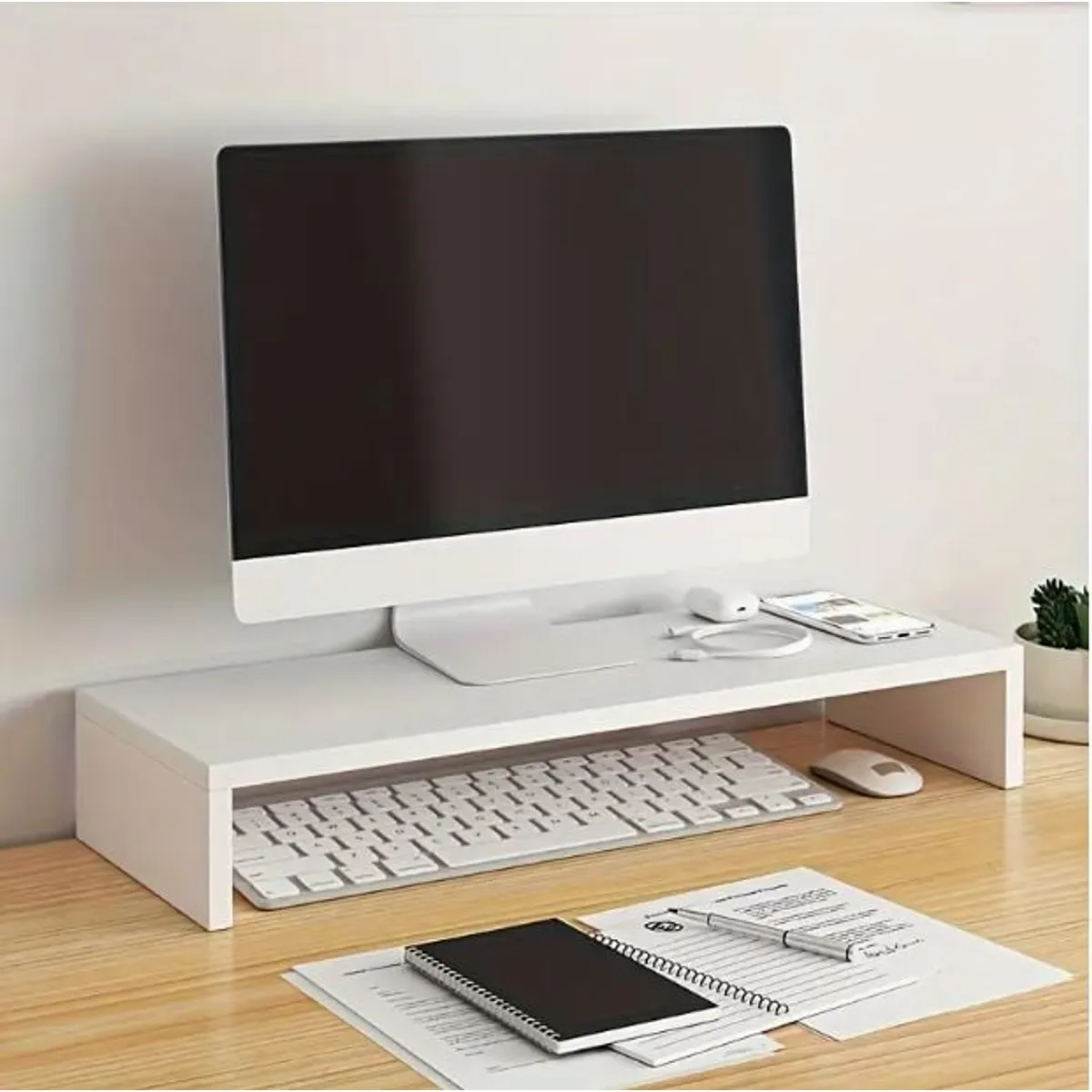 GENERICO - Soporte Elevador de Monitor Ergonómico para Escritorio Blanco 60 CM