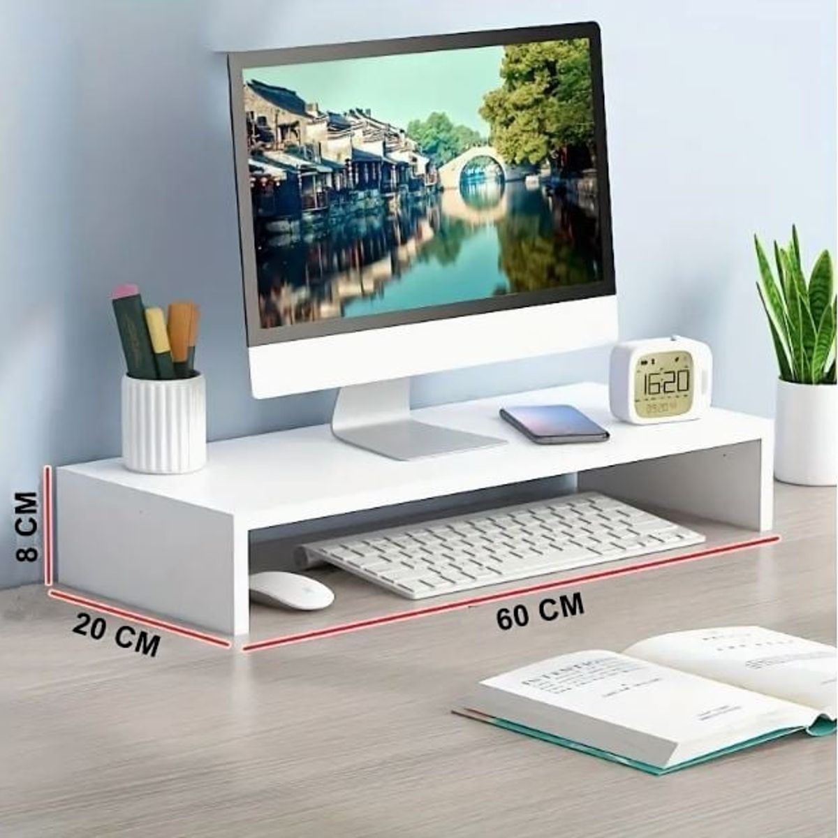GENERICO - Soporte Elevador de Monitor Ergonómico para Escritorio Blanco 60 CM