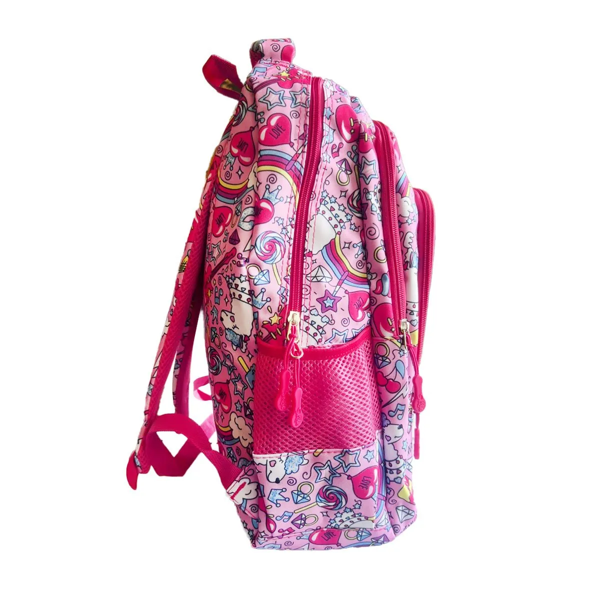 GENERICO - Set Mochila Cartuchera Juvenil 3 Cierres Diseño Arcoíris