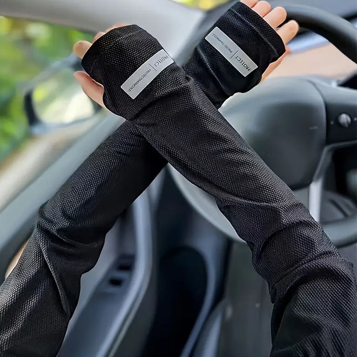 GENERICO - MANGAS DE BRAZOS REFRESCANTES VERANO PROTECCIÓN UV NEGRO