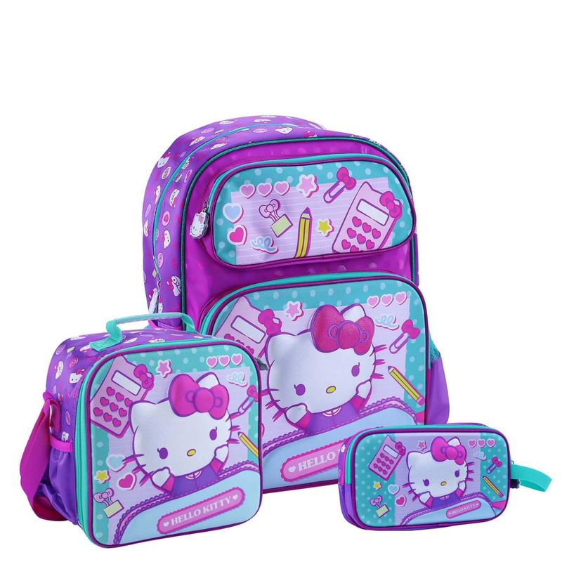 SCOOL - SET MOCHILA HELLO KITTY MALETA ESPALDA REFORZADO CARTUCHERA LONCHERA