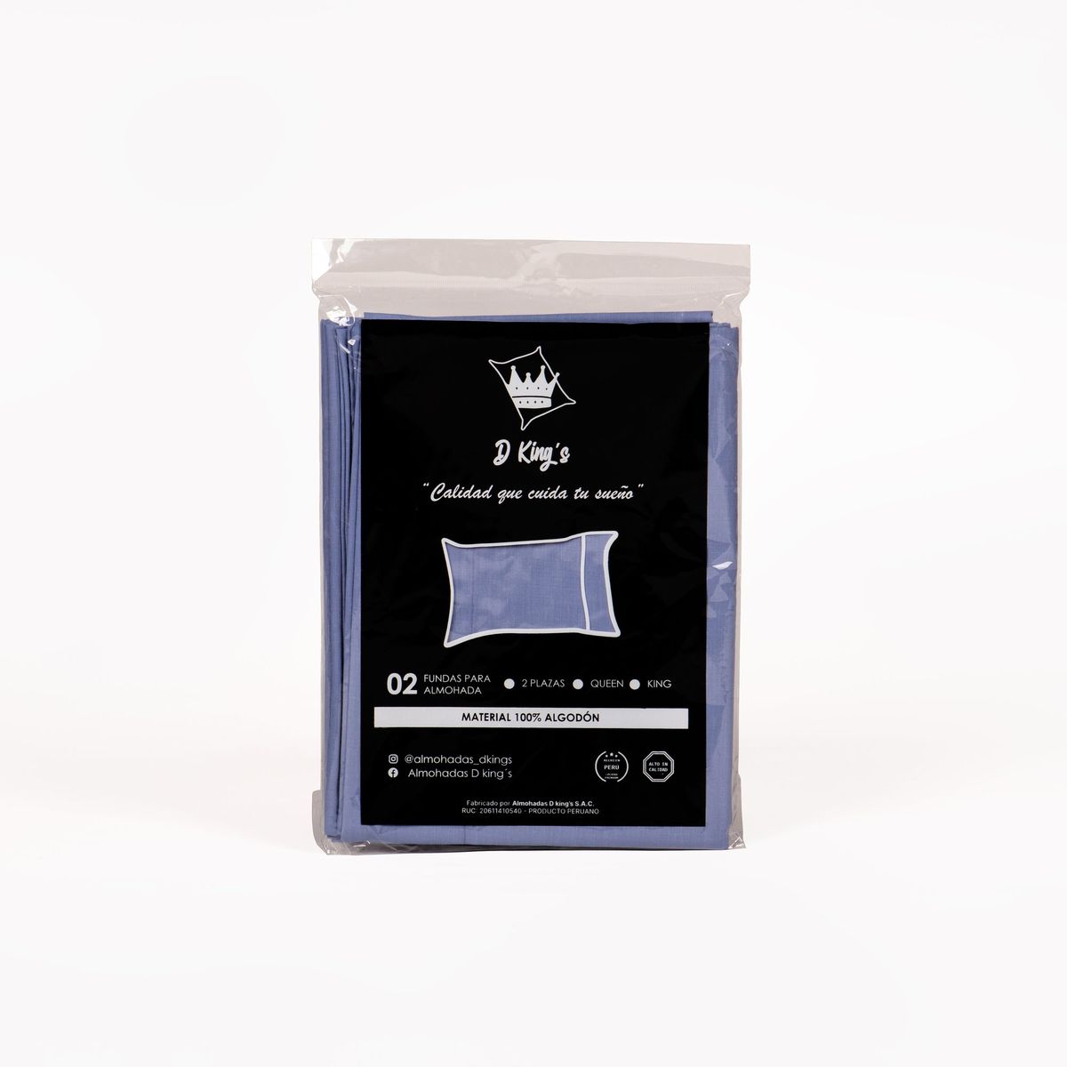 GENERICO - Fundas de Almohadas King SIze Set X2 Celeste – 180 Hilos