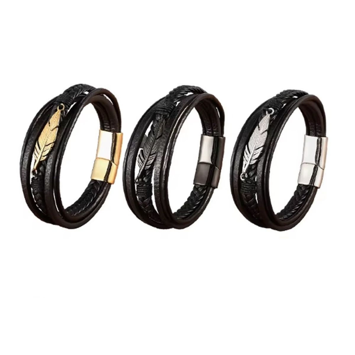 GENERICO - PULSERA HOMBRE CUERO ELEGANTE