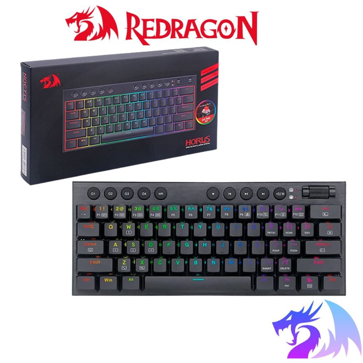 REDRAGON - Teclados Redragon HORUS  K632-RGB BLACK RED SWITCH