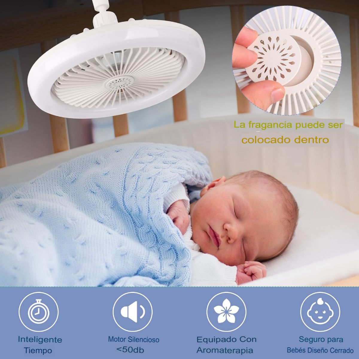 GENERICO - FOCO VENTILADOR CÁPSULA RECARGABLE AROMATERAPIA CONTROL 3 NIVELES LUZ 4 EN 1 TECHO AHORRADOR BLANCO