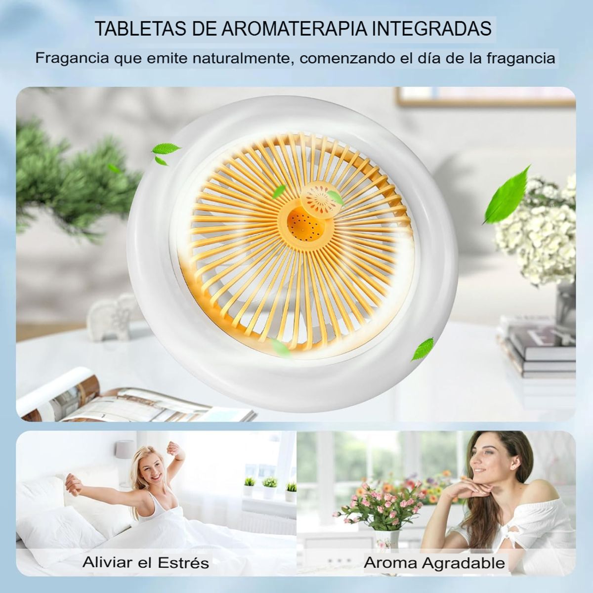 GENERICO - VENTILADOR Y FOCO CON CÁPSULA DE AROMA Y CONTROL 3 NIVELES DE LUZ LED 4 EN 1 DE TECHO AHORRADOR NARANJA