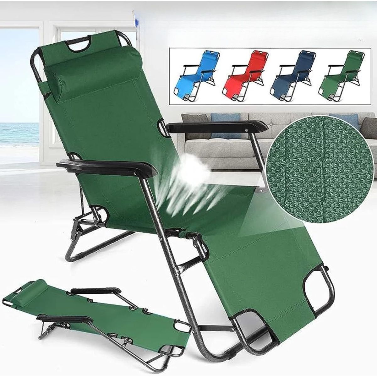 GENERICO - SILLA SILLÓN SOFÁ RECLINABLE TERRAZA VERDE