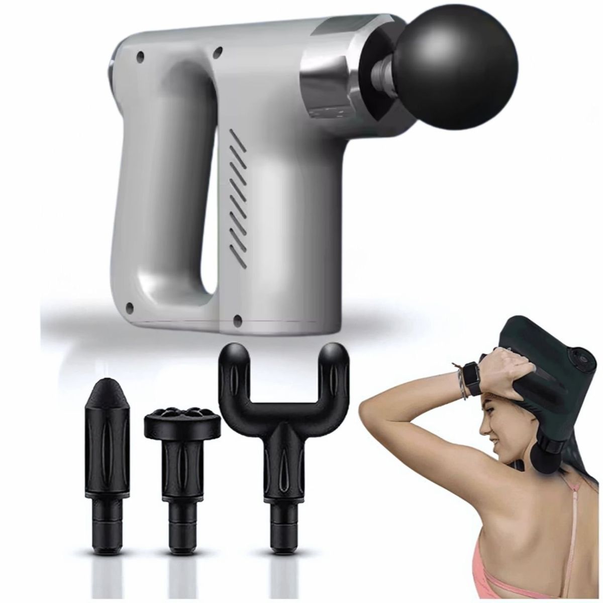 VICTORIA - Pistola de Masaje Profesional para Dolor Muscular con 4 Cabezas