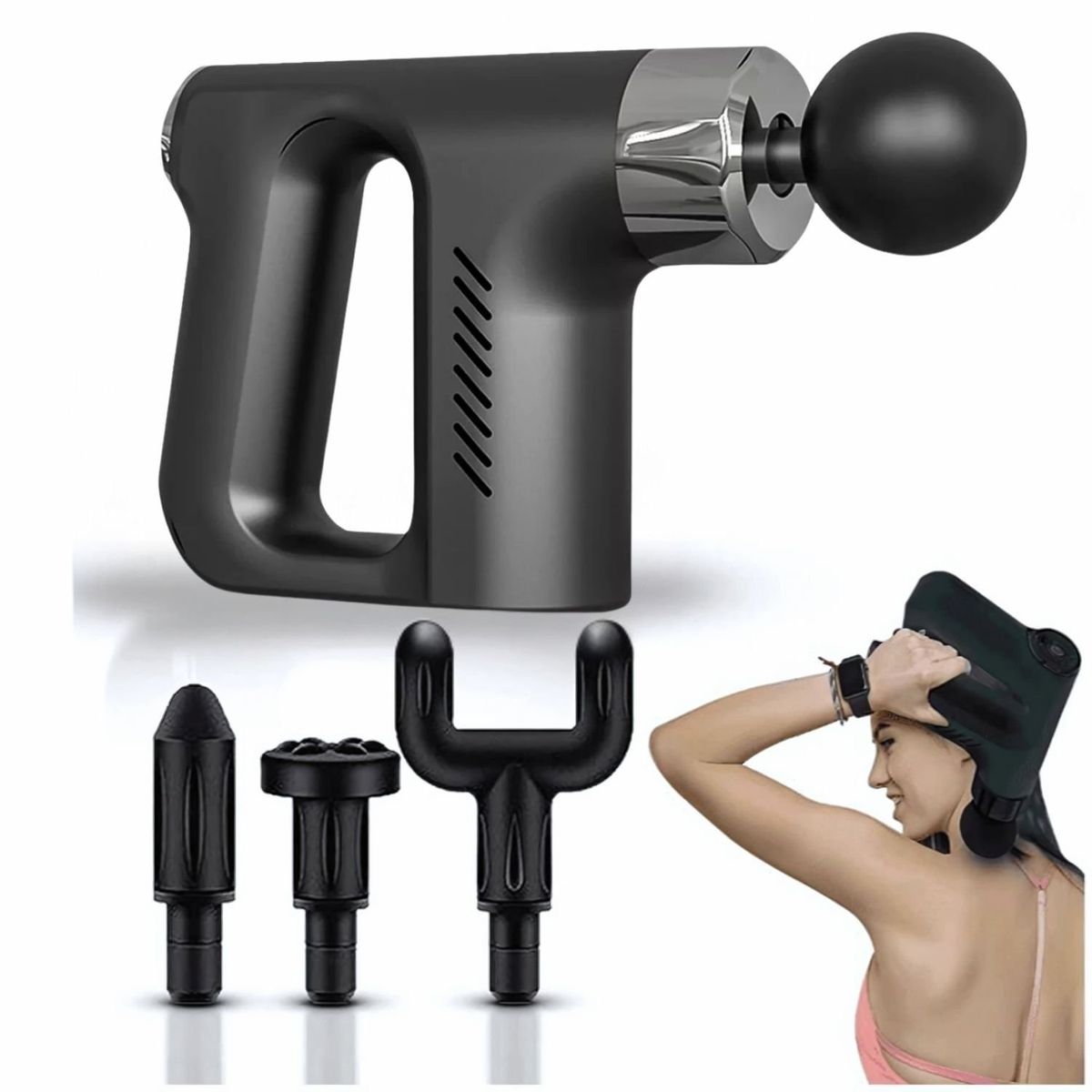 VICTORIA - Pistola de Masaje Profesional para Dolor Muscular con 4 Cabezas