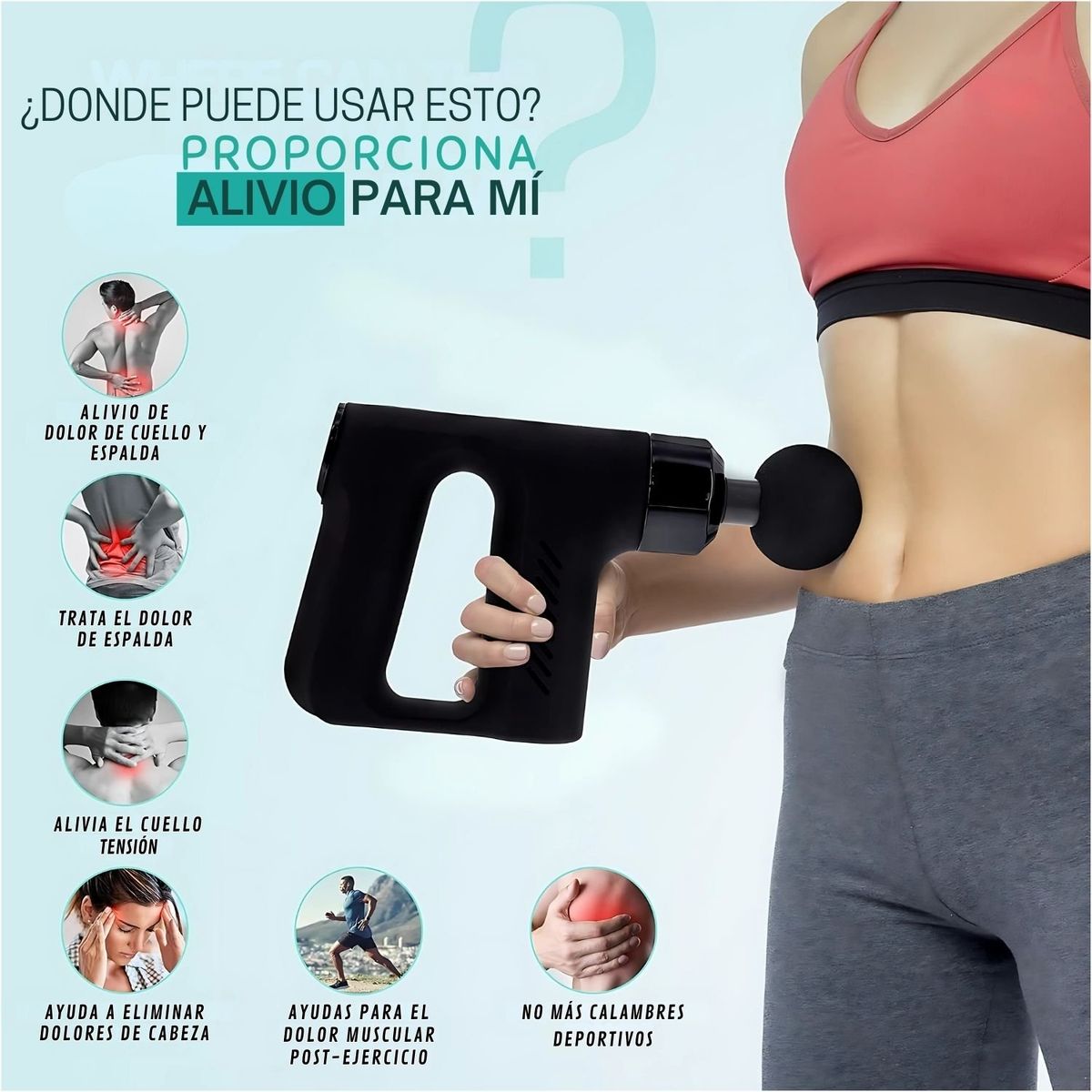 VICTORIA - Pistola de Masaje Profesional para Dolor Muscular con 4 Cabezas