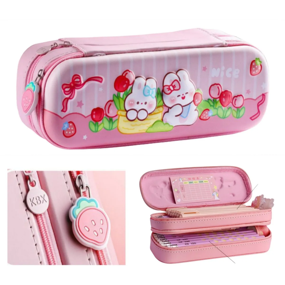 GENERICO - Cartuchera estuche Kawai 3D para lápices doble capa