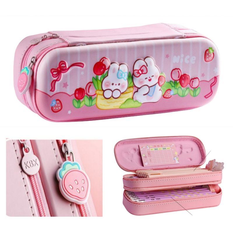 GENERICO - Cartuchera estuche Kawai 3D para lápices doble capa