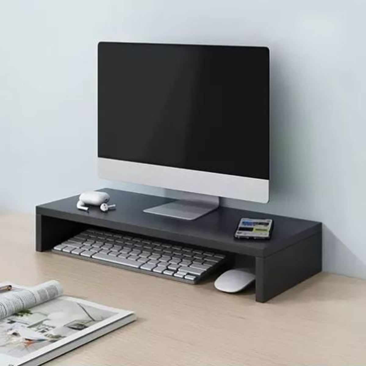 GENERICO - Soporte Elevador de Monitor Ergonómico para Escritorio Negro 52 CM