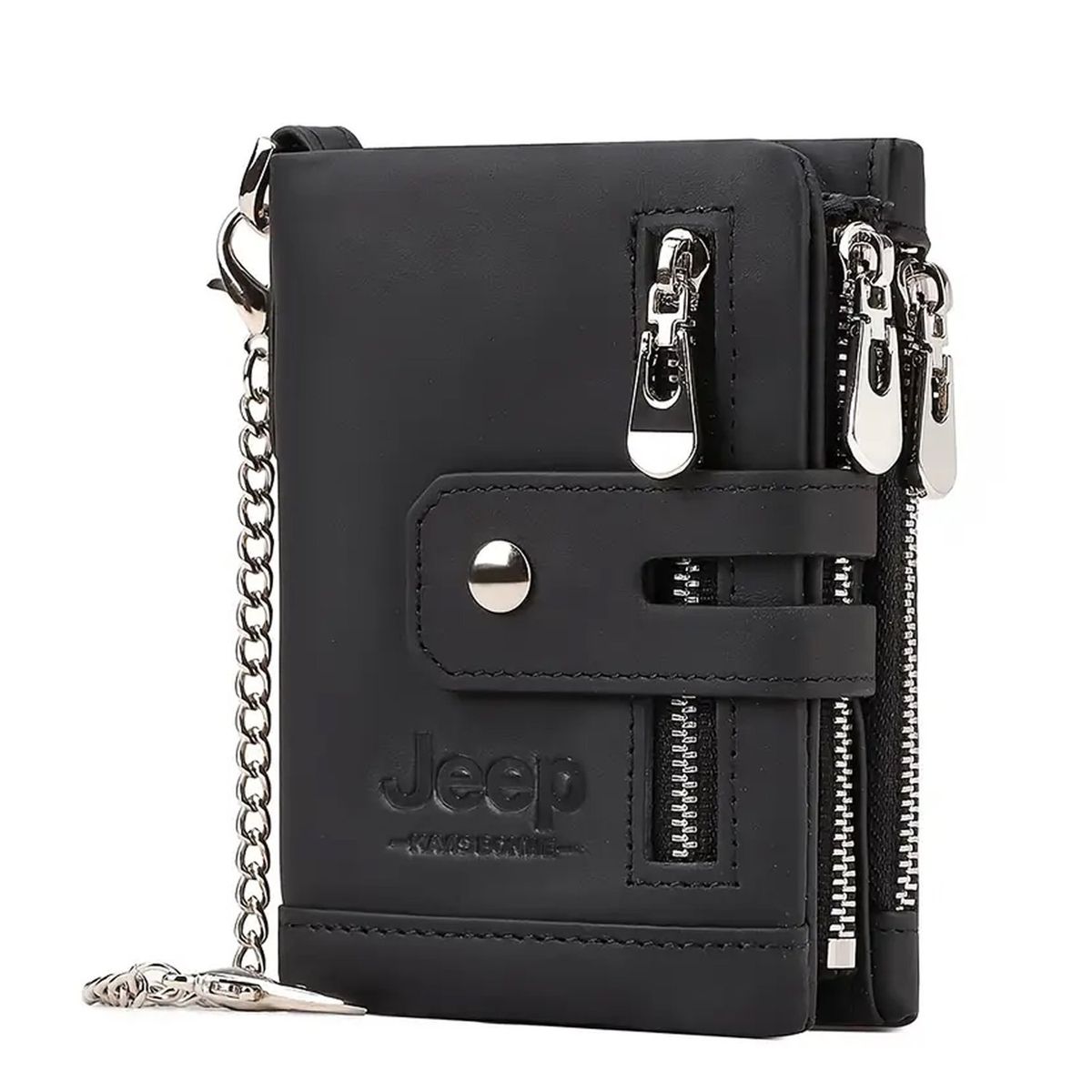 JEEP - BILLETERA MONEDERO CUERO VACUNO CON BROCHE CADENA HOMBRE JEEP