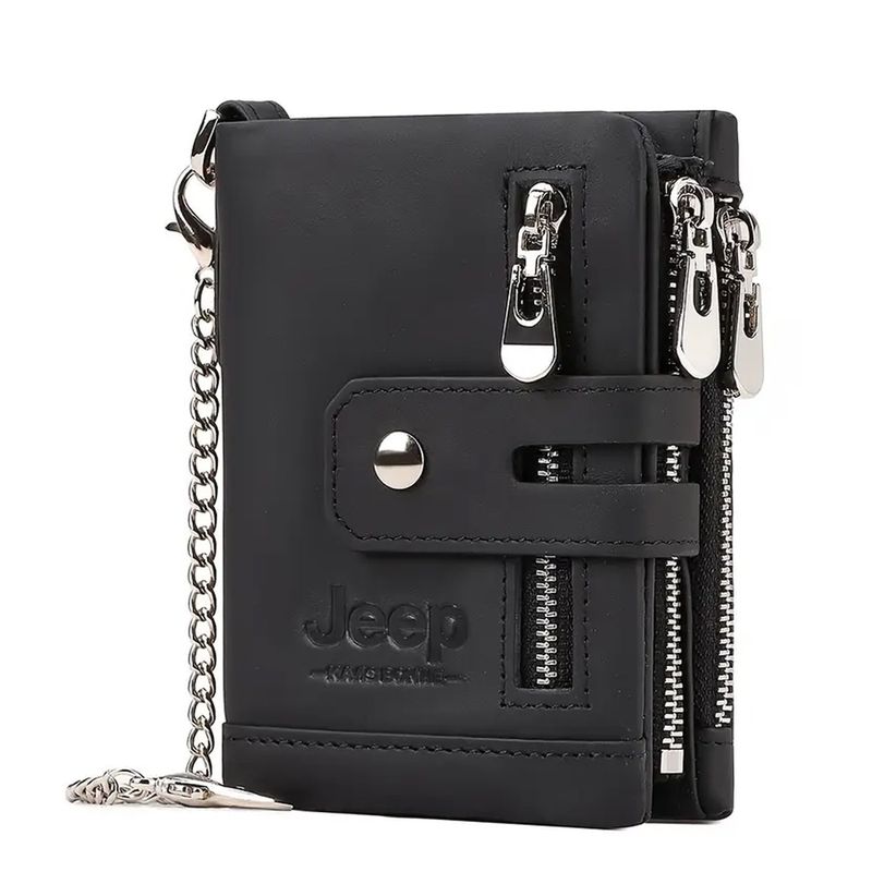 JEEP - BILLETERA MONEDERO CUERO VACUNO CON BROCHE CADENA HOMBRE JEEP