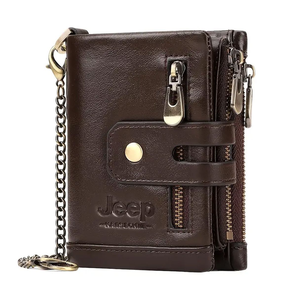 JEEP - BILLETERA MONEDERO CUERO VACUNO CON BROCHE CADENA HOMBRE JEEP