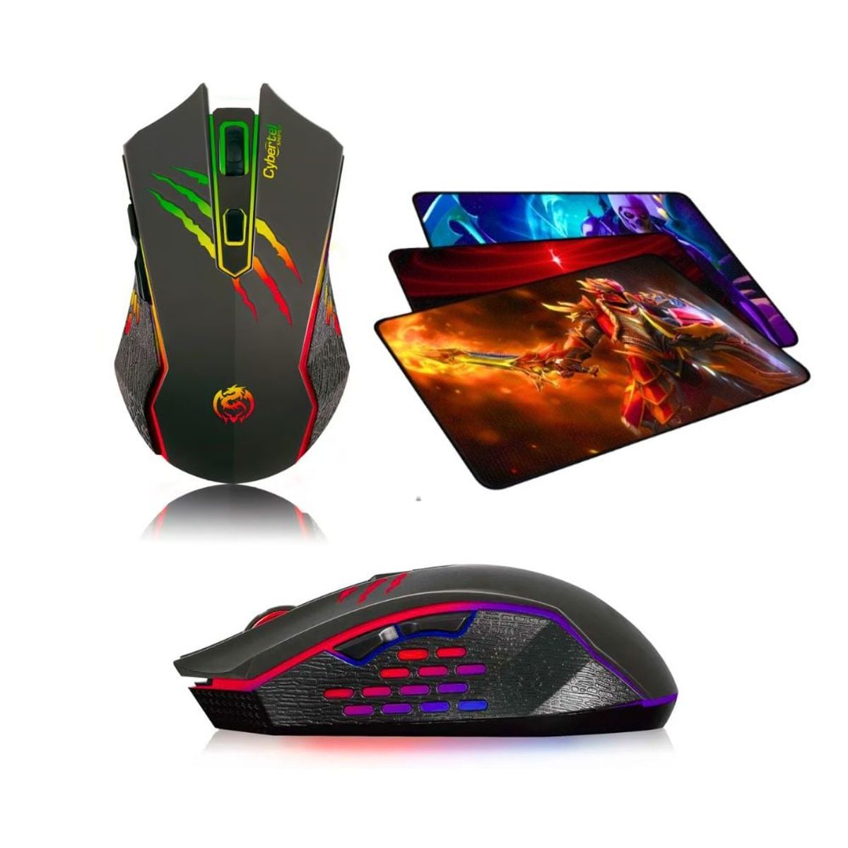 MICRONICS - Kit Gamer 3 En 1: Teclado Neon White Luce Rgb + Mouse Sniper + Pad