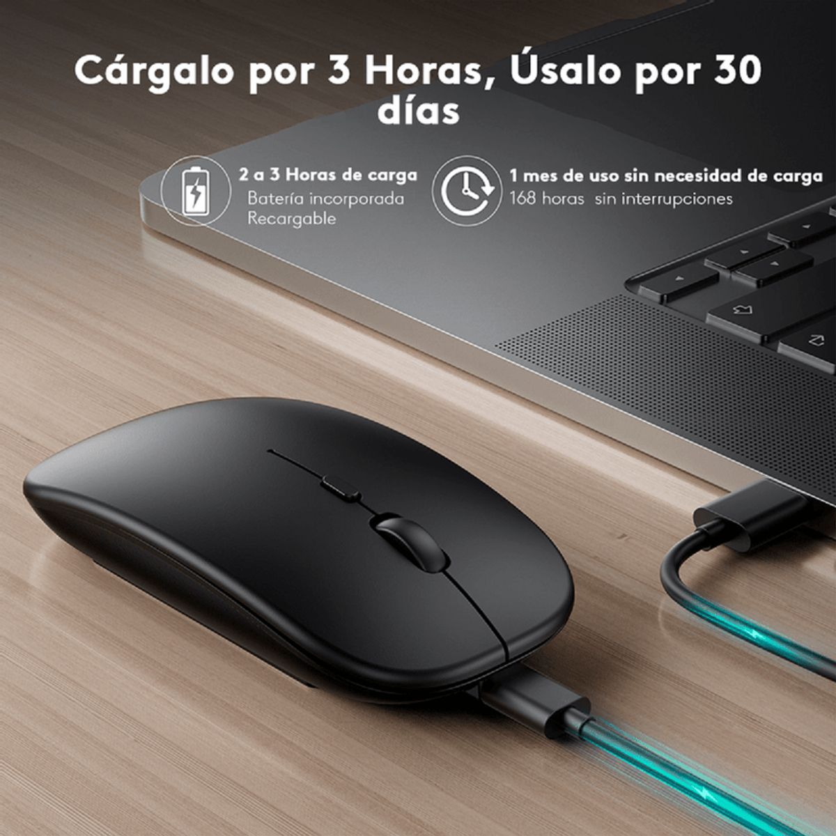 GENERICO - MOUSE INALAMBRICO ULTRA DELGADO RECARGABLE NEGRO