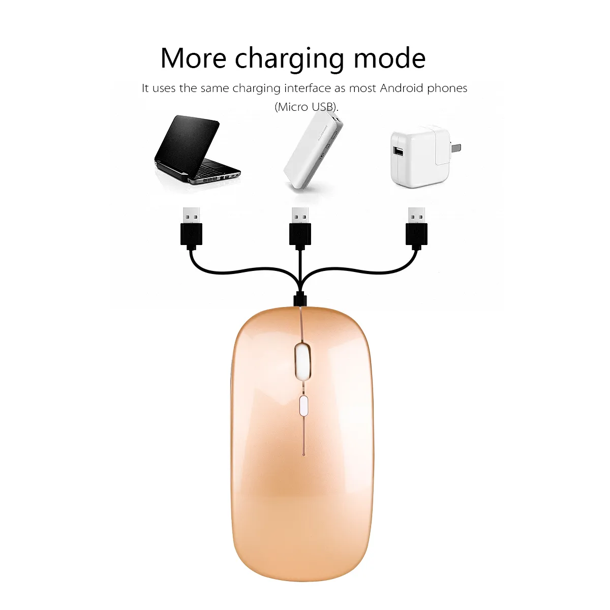 GENERICO - MOUSE INALAMBRICO ULTRA DELGADO RECARGABLE DORADO