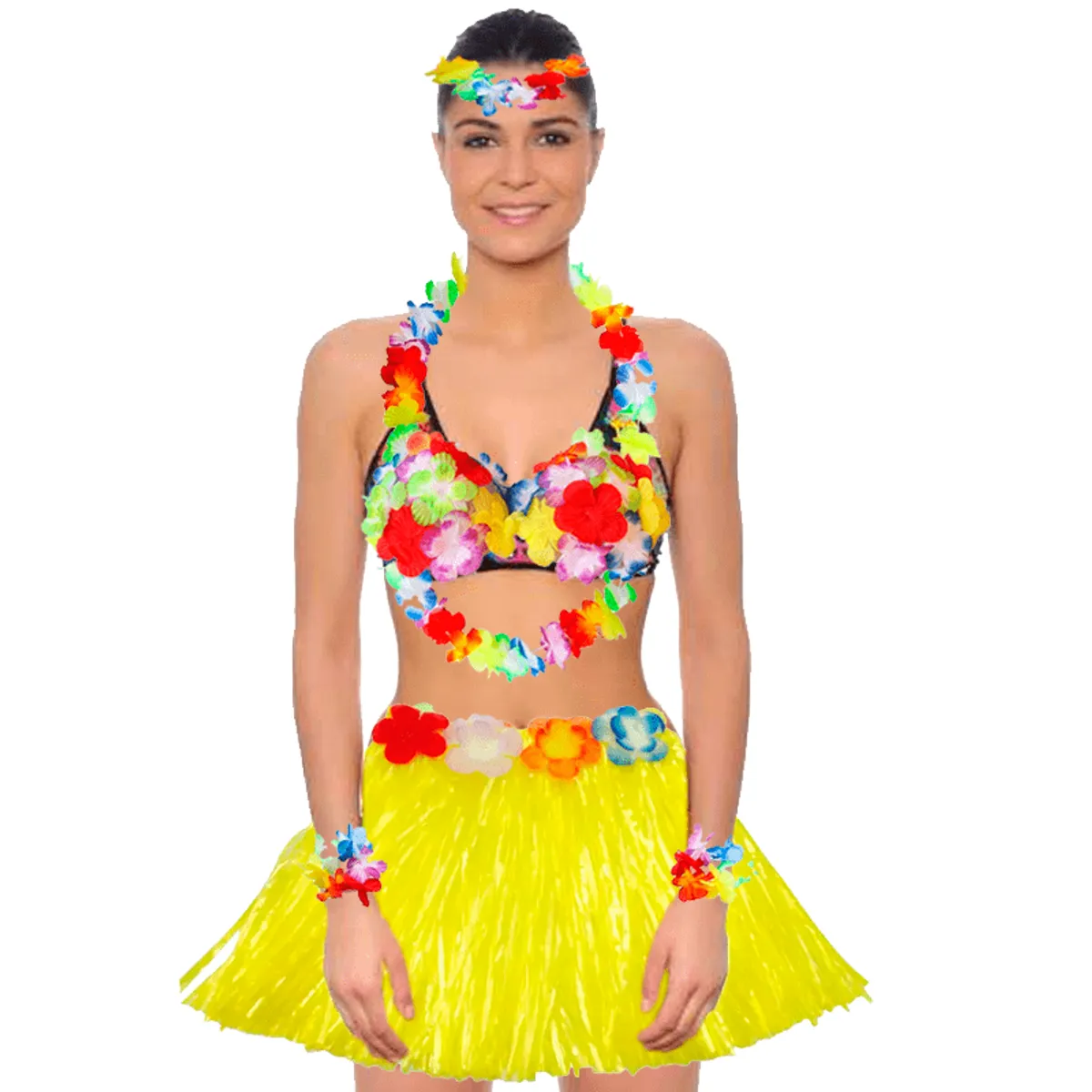 GENERICO - Falda hawaiana amarillo  set completo