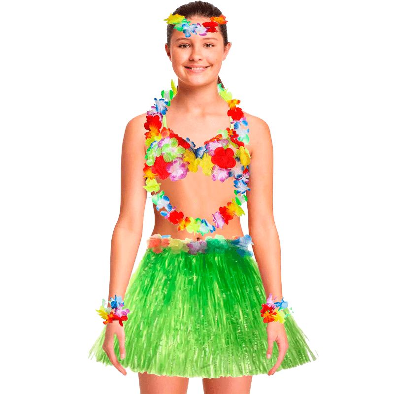 GENERICO - Falda hawaiana verde  set completo