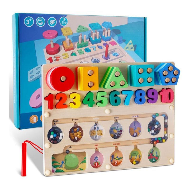 GENERICO - Tablero Laberinto Magnético Montessori 3 En 1 Con Plantado