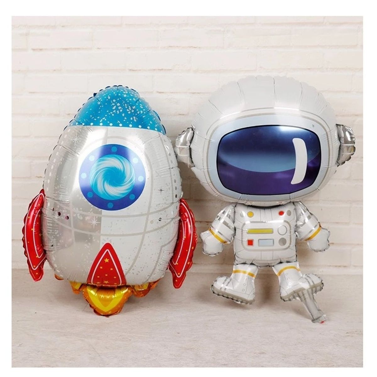 GENERICO - Set globos metálicos espaciales grandes cohete astronauta