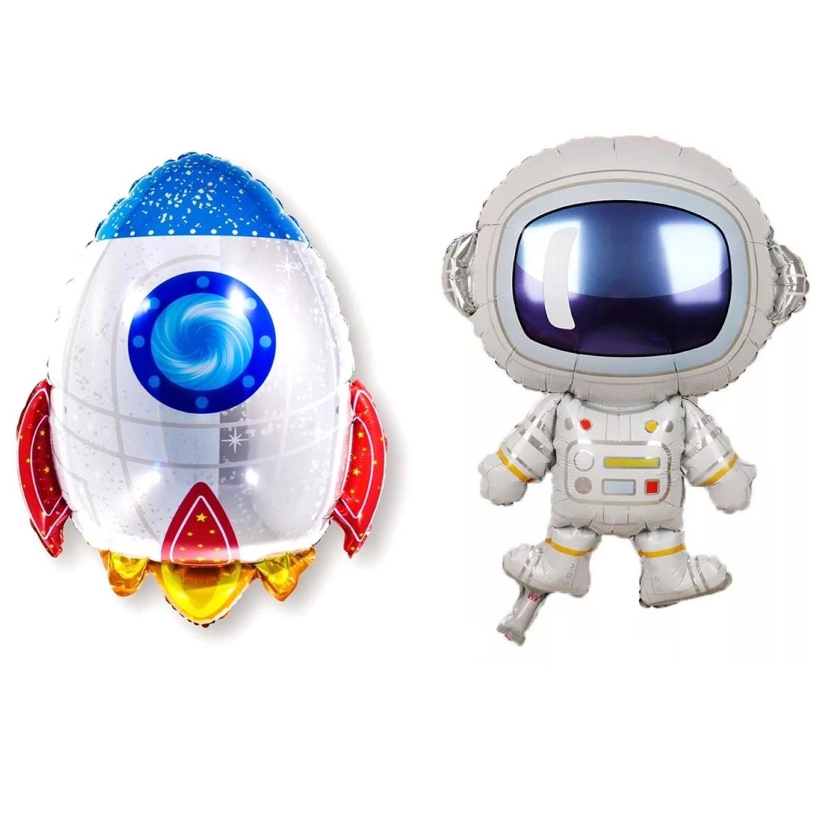 GENERICO - Set globos metálicos espaciales grandes cohete astronauta