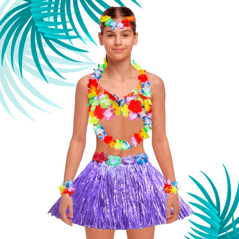 GENERICO - Falda hawaiana lila    set completo