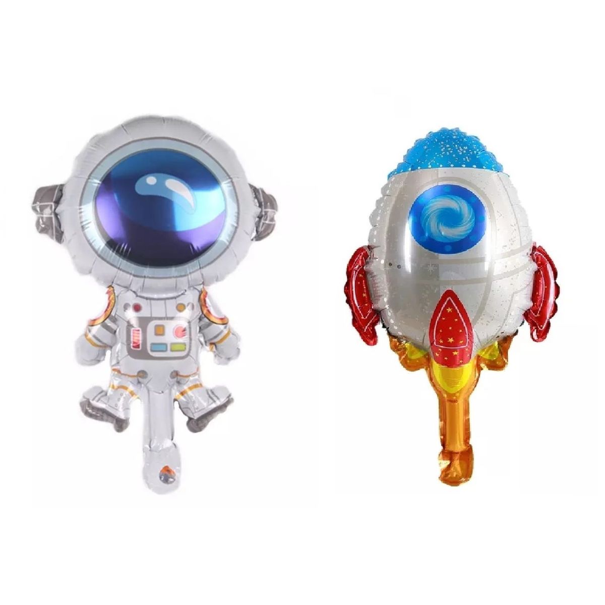 GENERICO - Set globos metálicos espaciales pequeños cohete astronauta