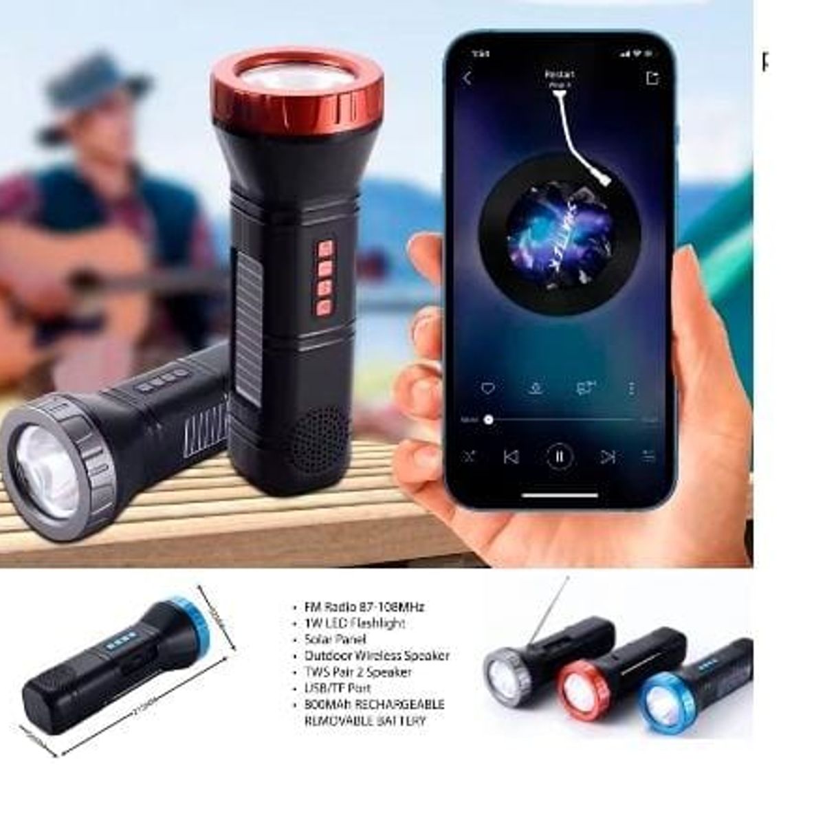 GENERICO - parlante recargable portable luz solar radio blutooth