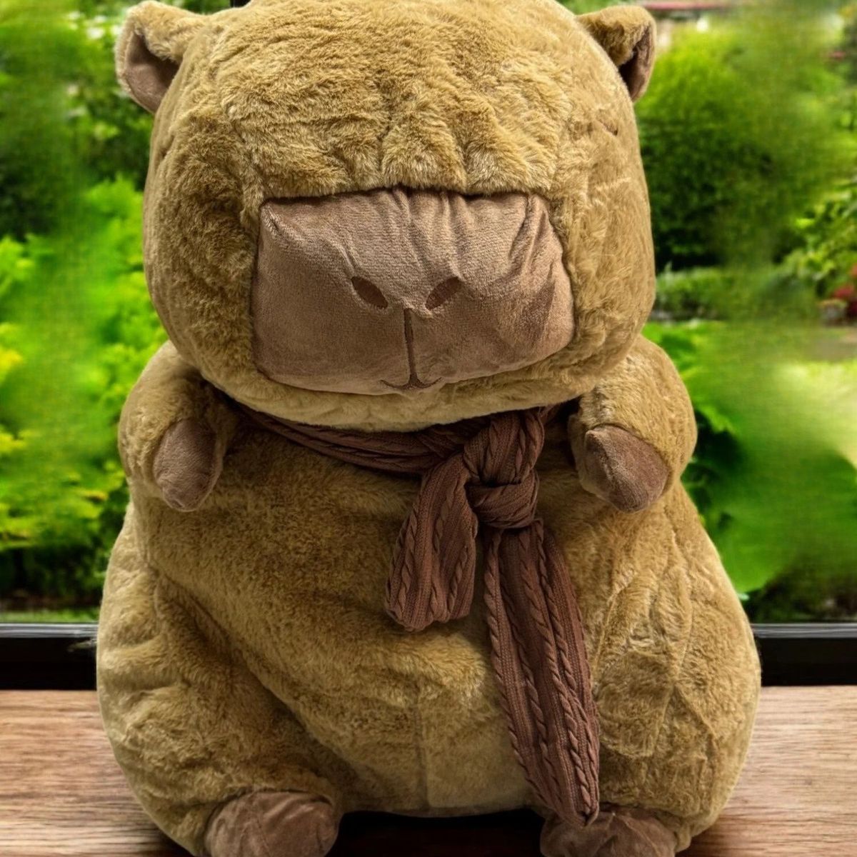 GENERICO - PELUCHE CAPIBARA SUAVE 50 CM GRANDE CON BUFANDA MARRÓN