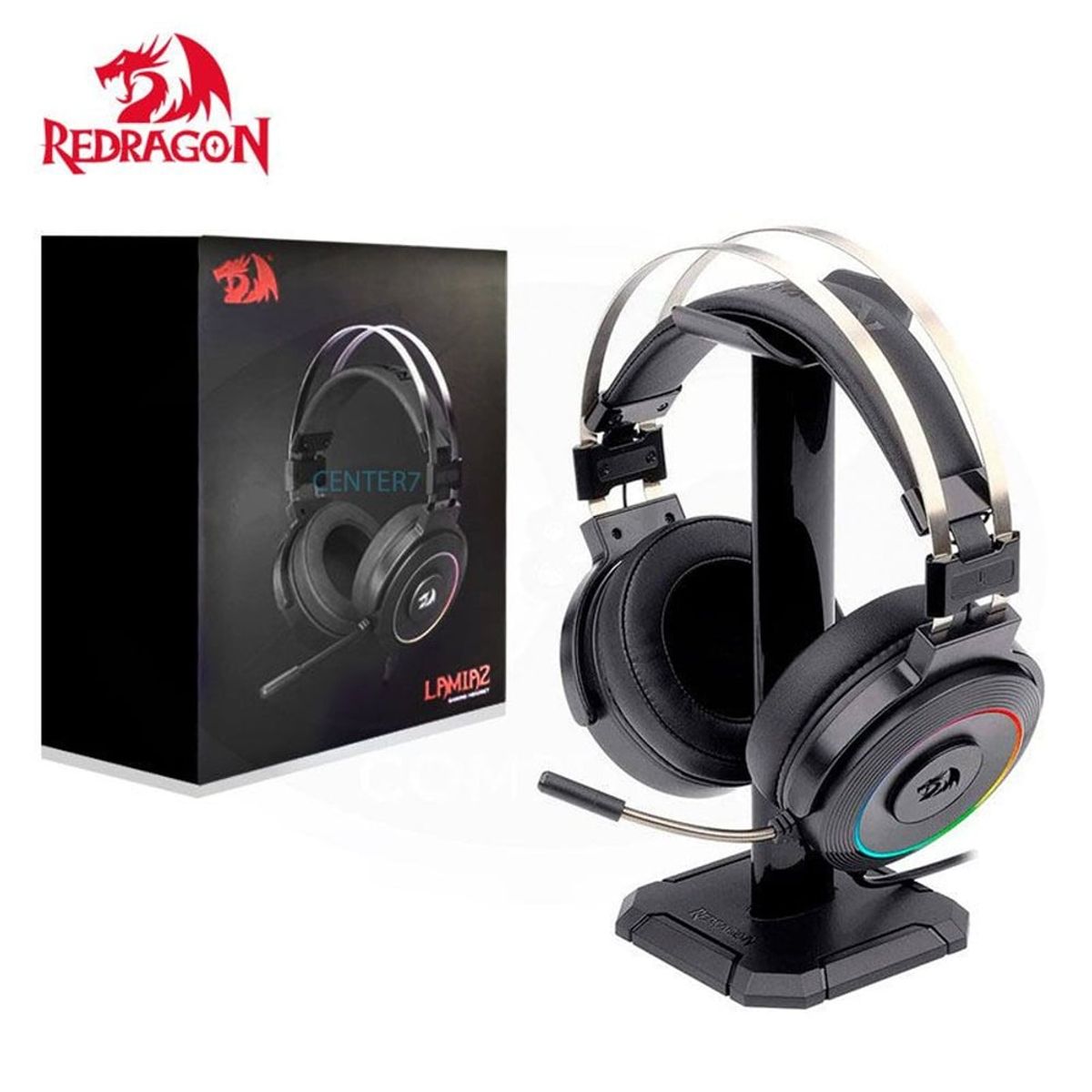REDRAGON - Auriculares gamer redragon lamia Black h320w rgb 7.1 virtual