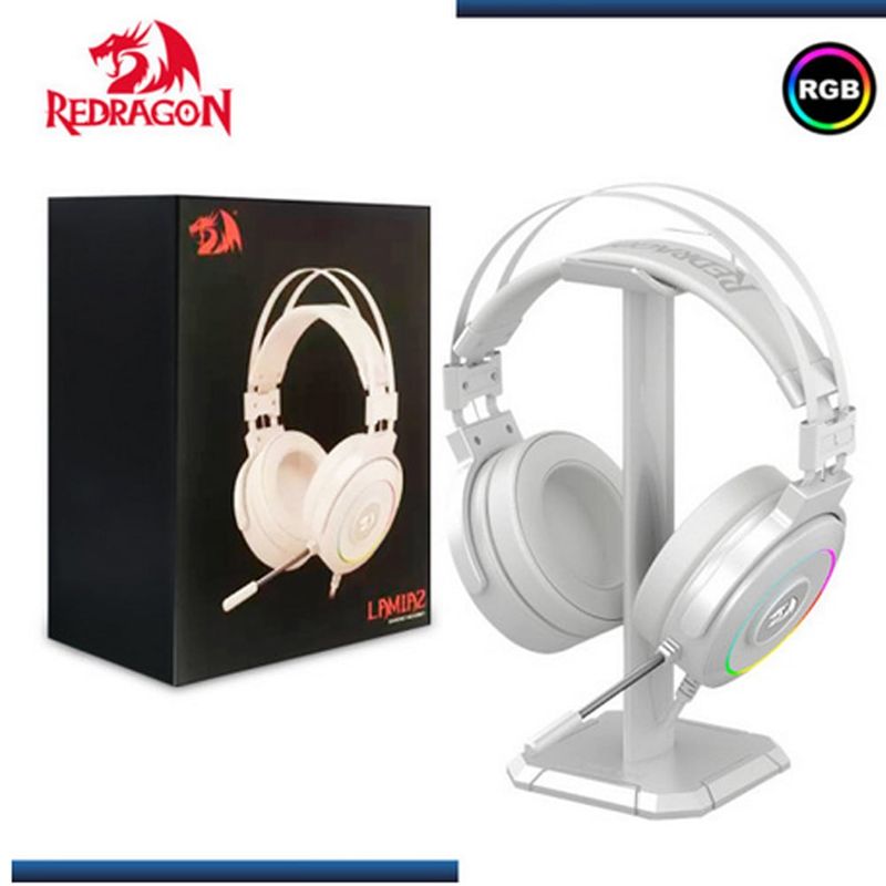 REDRAGON - Auriculares gamer redragon lamia white h320w rgb 7.1 virtual